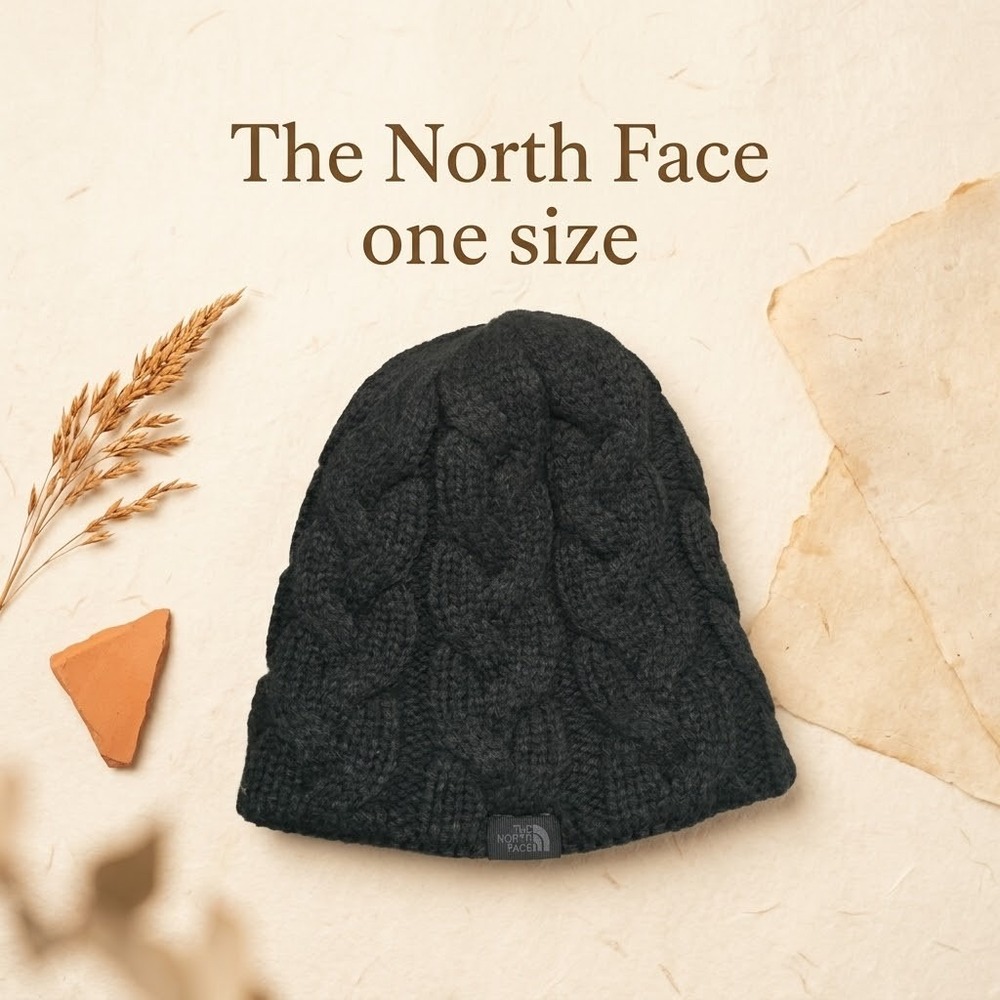 The North Face Cable Knit Beanie Fleece Lined Womens OS Black